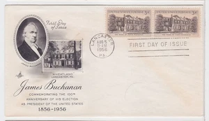 TurtlesTradingPost - James Buchanan - #1081 FDC 1956 Artcraft Cachet - Pair - Picture 1 of 1