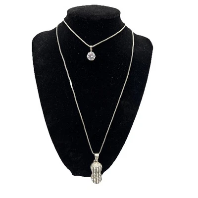 Stainless Steel Peanut & Pearl Pendant & 24' Rolo Chain Fashion Stylish Necklace - Image 1 of 4