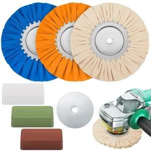7 Pcs 8" Airway Buffing Wheel Kit in Diameter 5/8" in Arbor Hole, Aluminum Me... - Picture 1 of 6