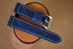 Cinturino Panerai PAM Officine blu navy fatto a mano taglia 24/22 (o taglia 22 24 27) - Foto 1 di 5