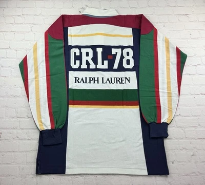 NEW/Old Stock 80s Chaps Ralph Lauren Vintage Patchwork Polo Rugby Shirt XL RARE! - Image 1 of 4
