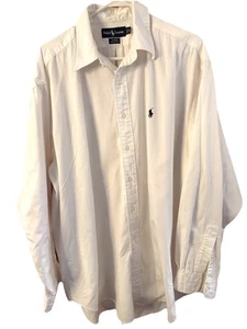 Ralph Lauren Blaire Men’s Button Down Shirt XXL Cream 100% Cotton Business - Picture 1 of 5