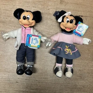 Disney Mickey Minnie Mouse Sock Hop 11" Stuffed Plush Dolls Applause - See Pics - Picture 1 of 4