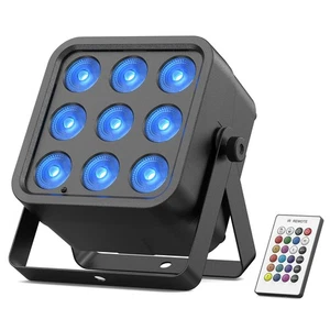 90W Par Light Rechargeable 9LED Wash Light w/ Wireless DMX RGBWA UV Party - Picture 1 of 17