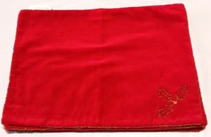 Christmas Red Velvet Beaded Holly and Edges Placemats Set of 4 - Picture 1 of 10