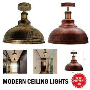 Paralumi da soffitto vintage industriale metallo montaggio a filo luci paralumi Regno Unito - Foto 1 di 17
