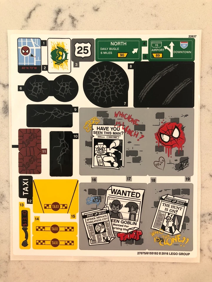LEGO STICKER SHEET for 76057 Spider-Man: Web Warriors Ultimate Bridge Battle - Image 1 of 1