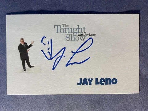 SIGNED JAY LENO AUTOGRAPHED INDEX 3X5 CARD - THE TONIGHT SHOW Cover