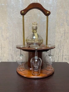 Cognac Monnet Wooden Wine Rack with 5 Cognac Glass and Bottle Empty - Picture 1 of 5