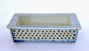 1900's Chinese Blue & White Porcelain Reticulated Double-Walled Bonsai Planter - Picture 1 of 12