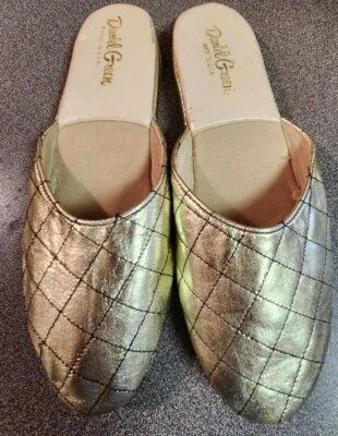 1950s Daniel Green Vintage Gold Shoes Boudoir Slippers Mules CLASSIC MCM Style  - Image 1 of 4