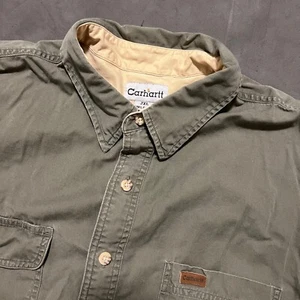 Carhartt Oakman Shirt Mens Extra Extra Large 2XL Green Short Sleeve Button Front - Picture 1 of 6