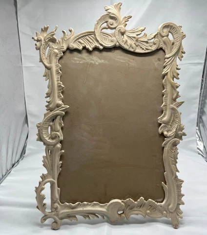 Large Antique Cast Picture Frame - Hollywood Regency -  Has Kickstand And Glass Cover