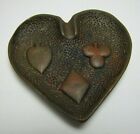 Arts & Crafts Era Heart Playing Card Bronze Brass Decorative Arts Ashtray