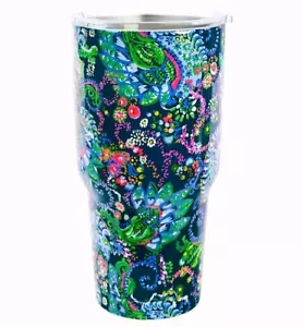 Lilly Pulitzer Stainless Steel Insulated Tumbler w Lid 30 oz Take Me To The Sea - Picture 1 of 5