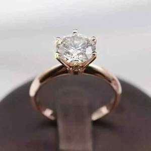 2 Ct Round Cut White Moissanite Women's Wedding Ring 14k Rose Gold Plated - Picture 1 of 5