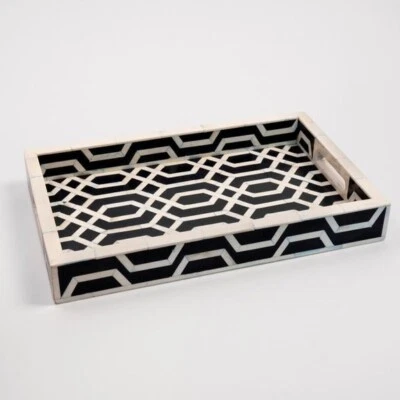 Bone Inlay Tray- Handmade Navy Blue Spider Pattern - Image 1 of 4