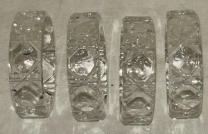 Menge 4 Glas Serviettenringe Halter Kristall facettiert - 2,25" breit - Bild 1 von 3