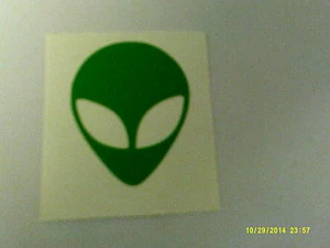 3 x green alien car bumper stickers - 3" & 4" & 5" motorhome van motorbike UFO - Picture 1 of 1