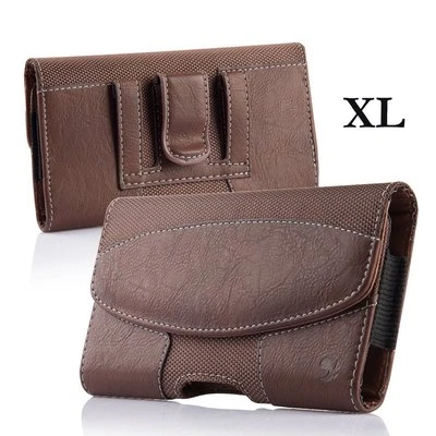 for Samsung XL Phones - BROWN Suede Leather Pouch Belt Clip Holster Sleeve Case - Image 1 of 4