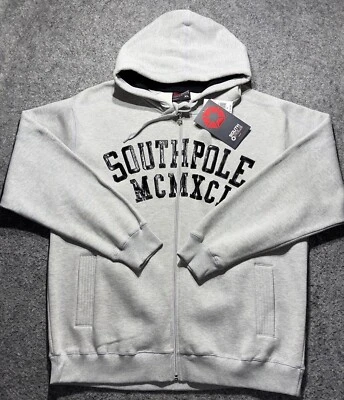 Мужской свитер с капюшоном Southpole XL серый с логотипом на молнии подлинная коллекция - Изображение 1 из 4