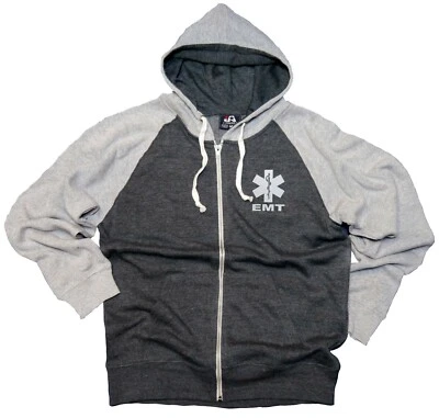 EMT Triblend Colorblock Zip up Fleece Hoodie Reflective Decoration. - Image 1 of 4