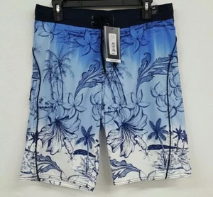 Roundtree & Yorke Deep Blue Tropical Print Trunks Men's Swimwear M NWT $49.50 - Picture 1 of 3