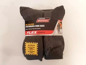 Dickies Size 6-12 Mens Comfort Crew Work Socks 6 Pair Gray Arch Compression Grey - Picture 1 of 2