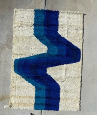 Alfombra Rya Danesa Moderna Mediados de Siglo Años 60 HOJER EKSPORT WILTON Iluminado SIN USAR Foto 1 de 4