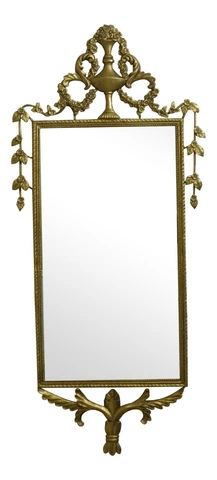 32767EC: French Style Gold Gilt Iron Framed Urn Top Mirror Cover