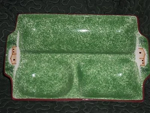 Macy's The Cellar 1998 Log Cabin 3 Part Rectangular Divided Server Handpaint EC - Picture 1 of 2