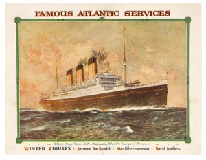 OCEAN LINERS 2154 - White Star  Line  SS Majestic 1920s Poster 11 x 14 - Picture 1 of 4