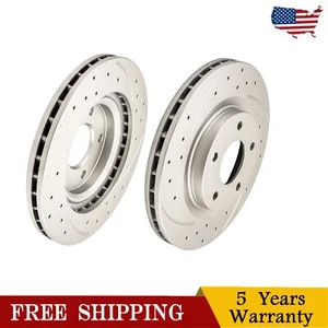 Front Drilled & Slotted Disc Brake Rotor For Chrysler 200 Sebring 2007 2008-2010 - Picture 1 of 11