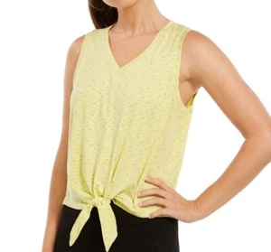 Ideology Womens XS Green Zinnia Gray White Striped Tie Front Tank Top NWT - Picture 1 of 4