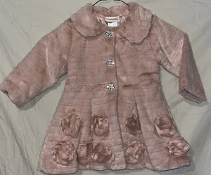 Little Lass Light Pink Faux Fur Fuzzy Jacket Coat Fashion Girls 12 Months - Picture 1 of 6