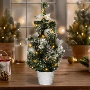 Mini Albero Di Natale, 40 Cm Albero Di Natale Piccolo Con Luci Incorporate, Mini - Foto 1 di 12