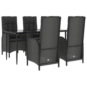 Garden Dining Set Outdoor Table and Chairs Black and Grey Poly Rattan vidaXL - Picture 1 of 7