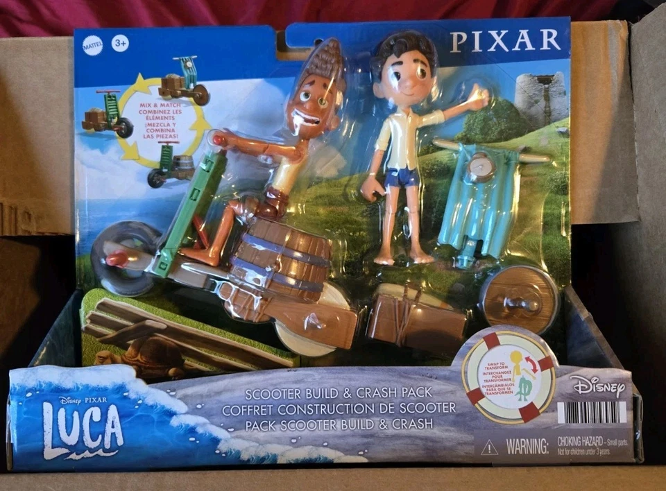 Disney Pixar Nuevo en Caja Retirado Luca Scooter Build & Crash Pack Figura de 6 Pulgadas Foto 1 de 3
