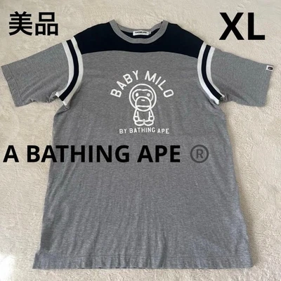 A Bathing Ape XL Cotton T-Shirt Gray/White/Black Near Mint Condition - Image 1 of 4