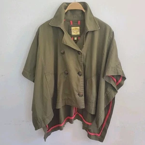 Princess Vera Wang Cape Medium Army Green Cotton Collar Button Up Classic Preppy - Picture 1 of 10