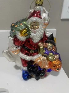 Vintage European Blown Glass Ornament Santa Halloween Trick Or Treat 8” - Picture 1 of 11