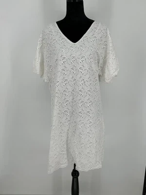Vestido Lauren Ralph Lauren Para Mujer Talla 0 Forrado Ojales Encaje Manga Corta Blanco B0 Foto 1 de 4