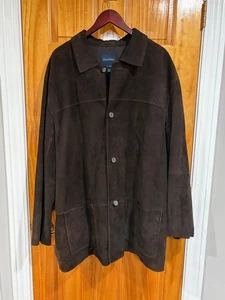 Brooks Brothers Herren Braun Wildleder Lederjacke XXL Knopfleiste Mantel Klassisch - Bild 1 von 12