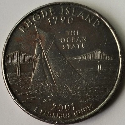 USA 2001 Rhode Island State Quarter Dollar Commemorative coin - Image 1 of 2