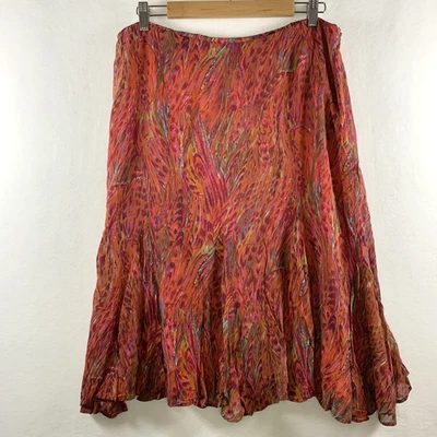 Mujeres Abstracto 100% Seda Gasa Midi Falda Colorida Boho Ropa Resort Artística Fluida Foto 1 de 4