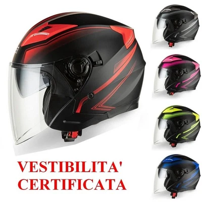 CRUIZER Casco Jet Moto Scooter Omologato ECE 2206 Doppia Visiera Sole Uomo Donna - Immagine 1 di 4