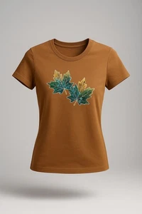 J.Crew Factory Collector's Tee Sequin Fall Leaves Graphic Tee Women's XS Mustard - Picture 1 of 19