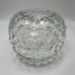 Vintage Cubist Clear Glass Fairy Lamp Votive Candle Holder - Picture 1 of 12