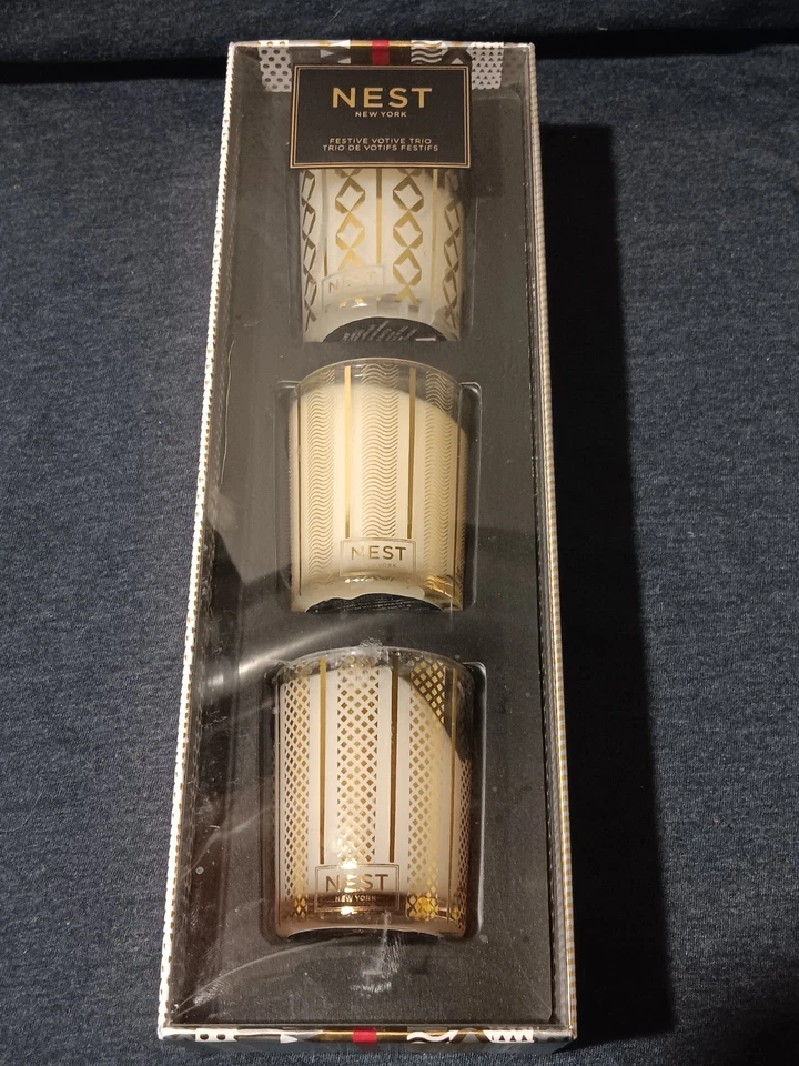 NEST New York Reusable Votive Candle Trio-2 oz Each-Holiday/Pine/Ginger-Vanilla