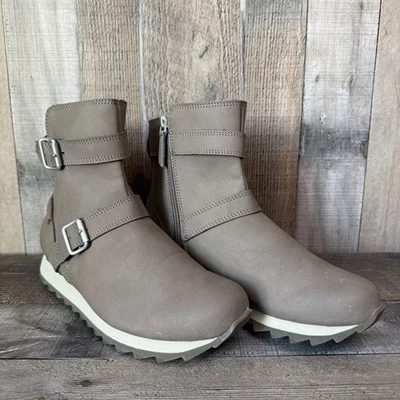 女士 Merrell Alpine Buckle Zip Taupe 棕色远足踝靴 8.5 M 码 — 第 1/4 张图片